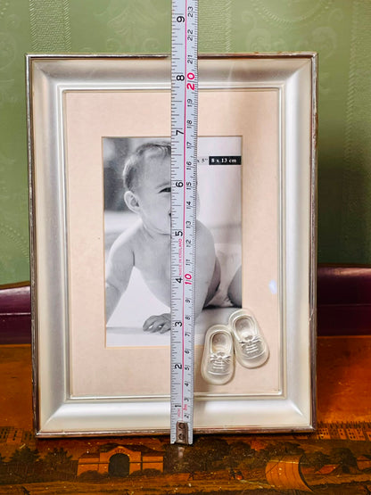 Silver-Tone Baby Photo Frame with Shoe Detail Approx. 21cm