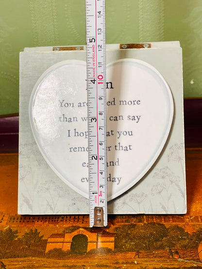 White Heart Sentiment Tabletop Plaque Approx. 12cm