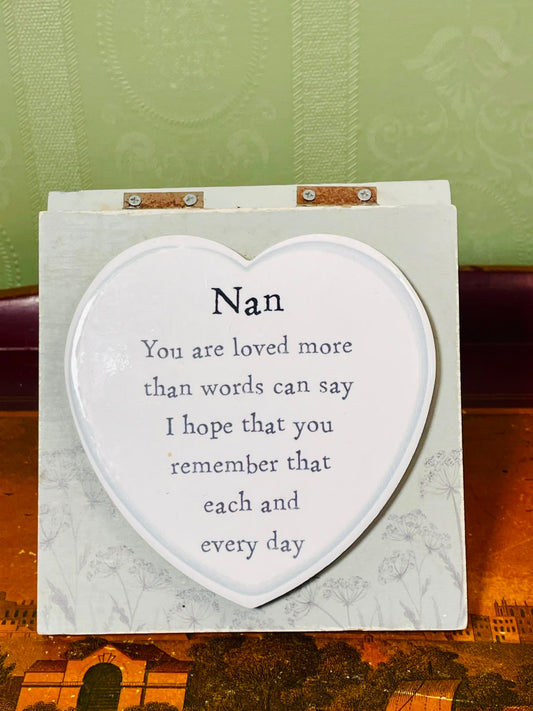 White Heart Sentiment Tabletop Plaque Approx. 12cm