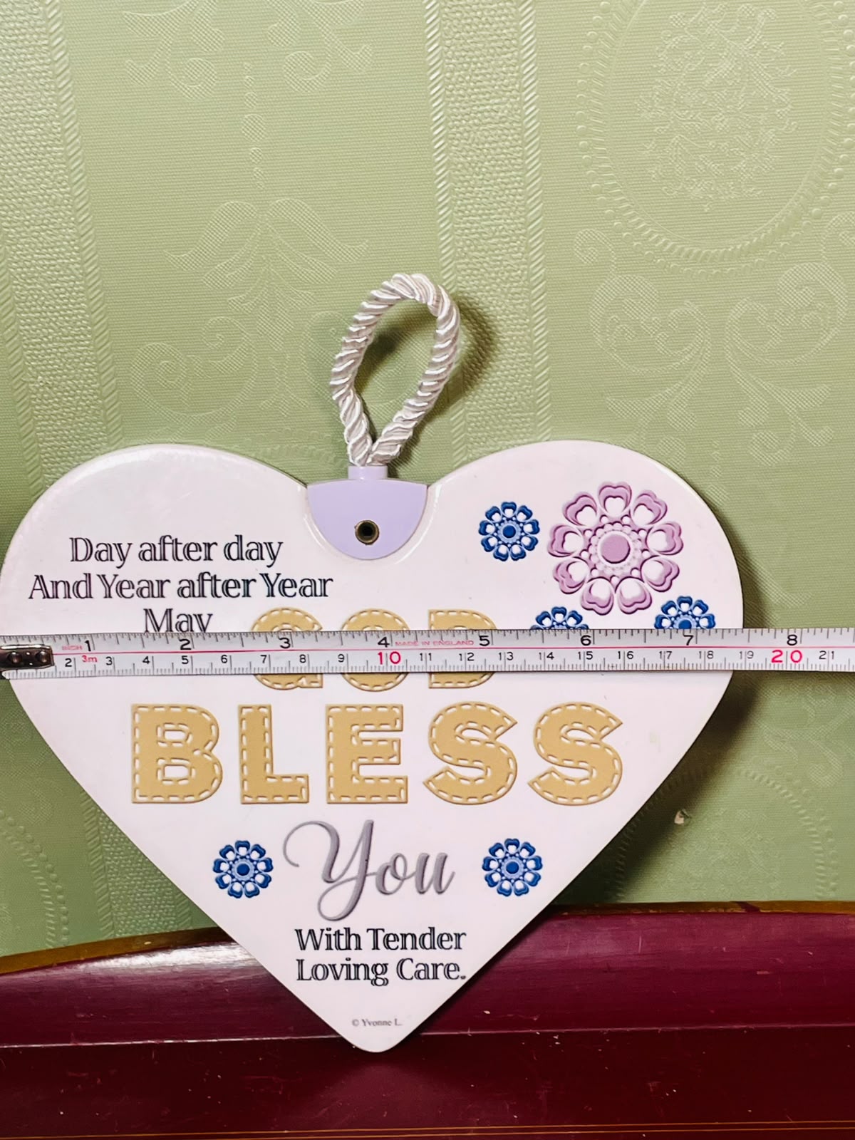 God Bless You Heart Hanging Plaque Floral Sentiment 20cm
