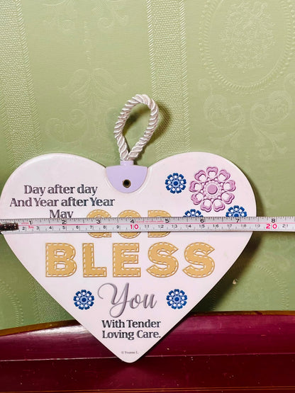 God Bless You Heart Hanging Plaque Floral Sentiment 20cm