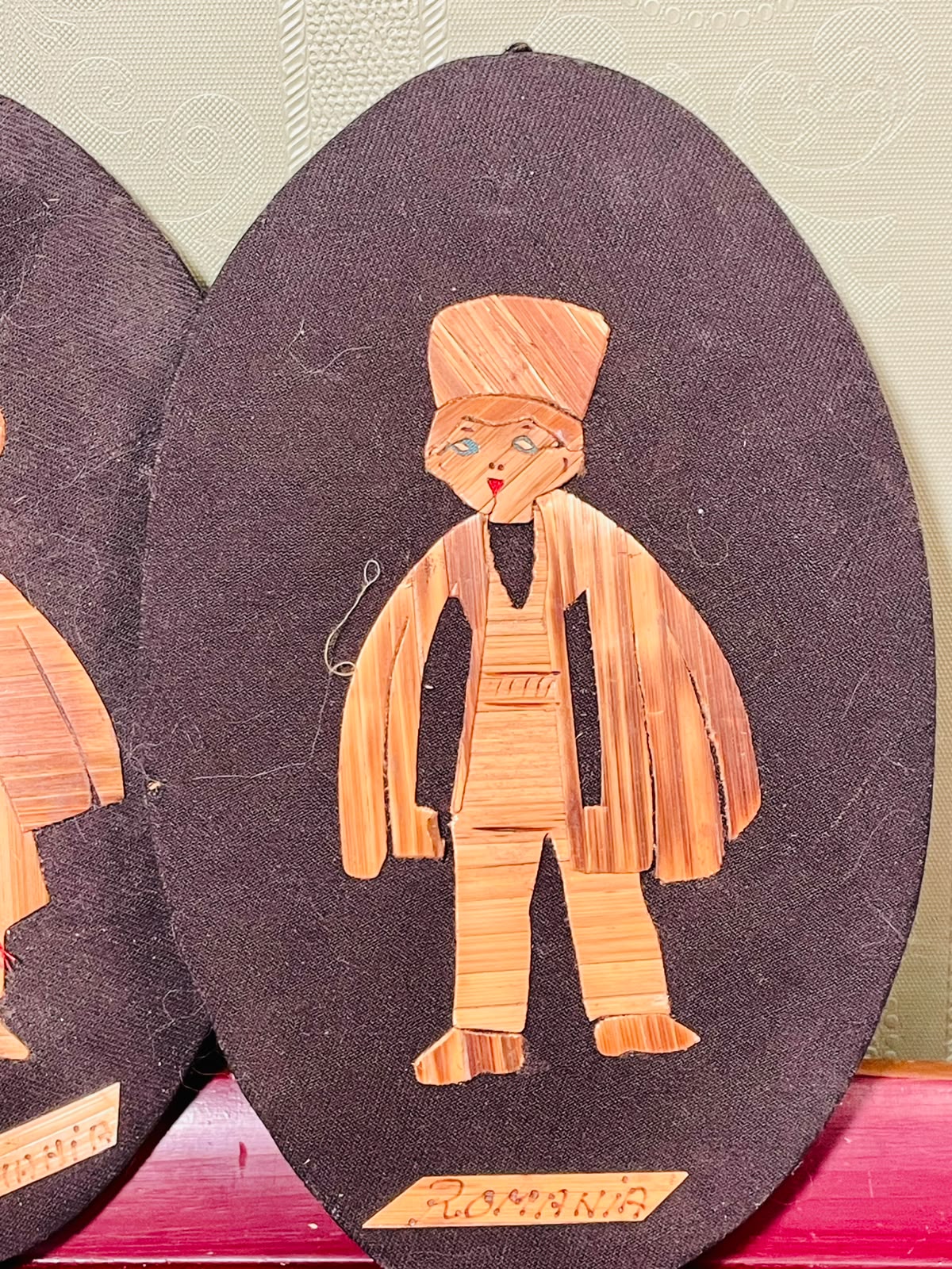 Romania Folk Figure Wall Plaques Set of 2 Approx. 20cm
