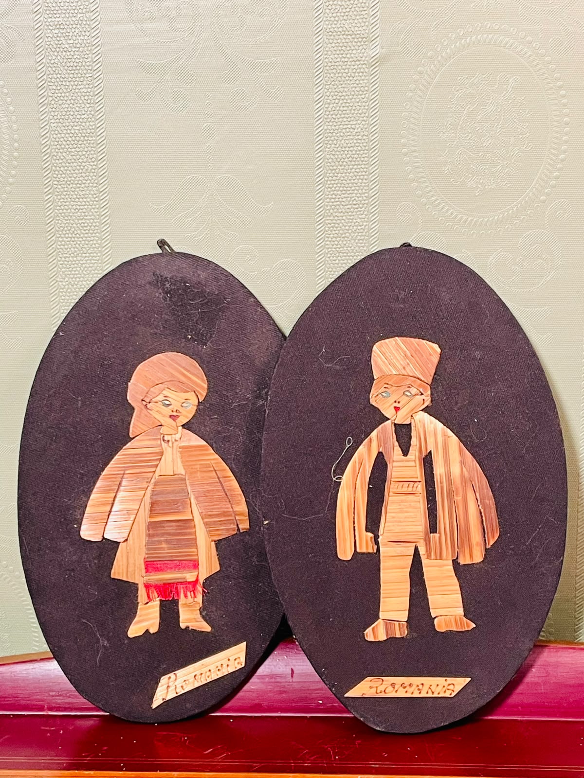Romania Folk Figure Wall Plaques Set of 2 Approx. 20cm