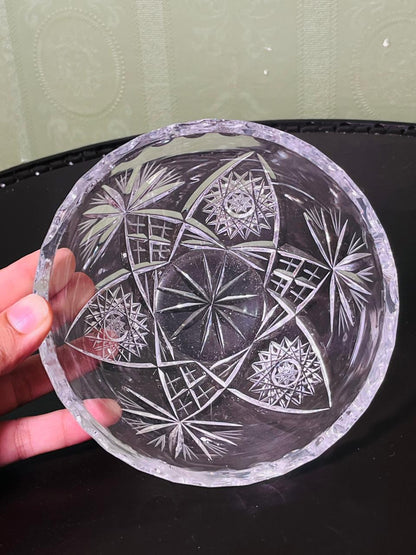 Vintage Cut Crystal Serving Bowl Clear 15cm