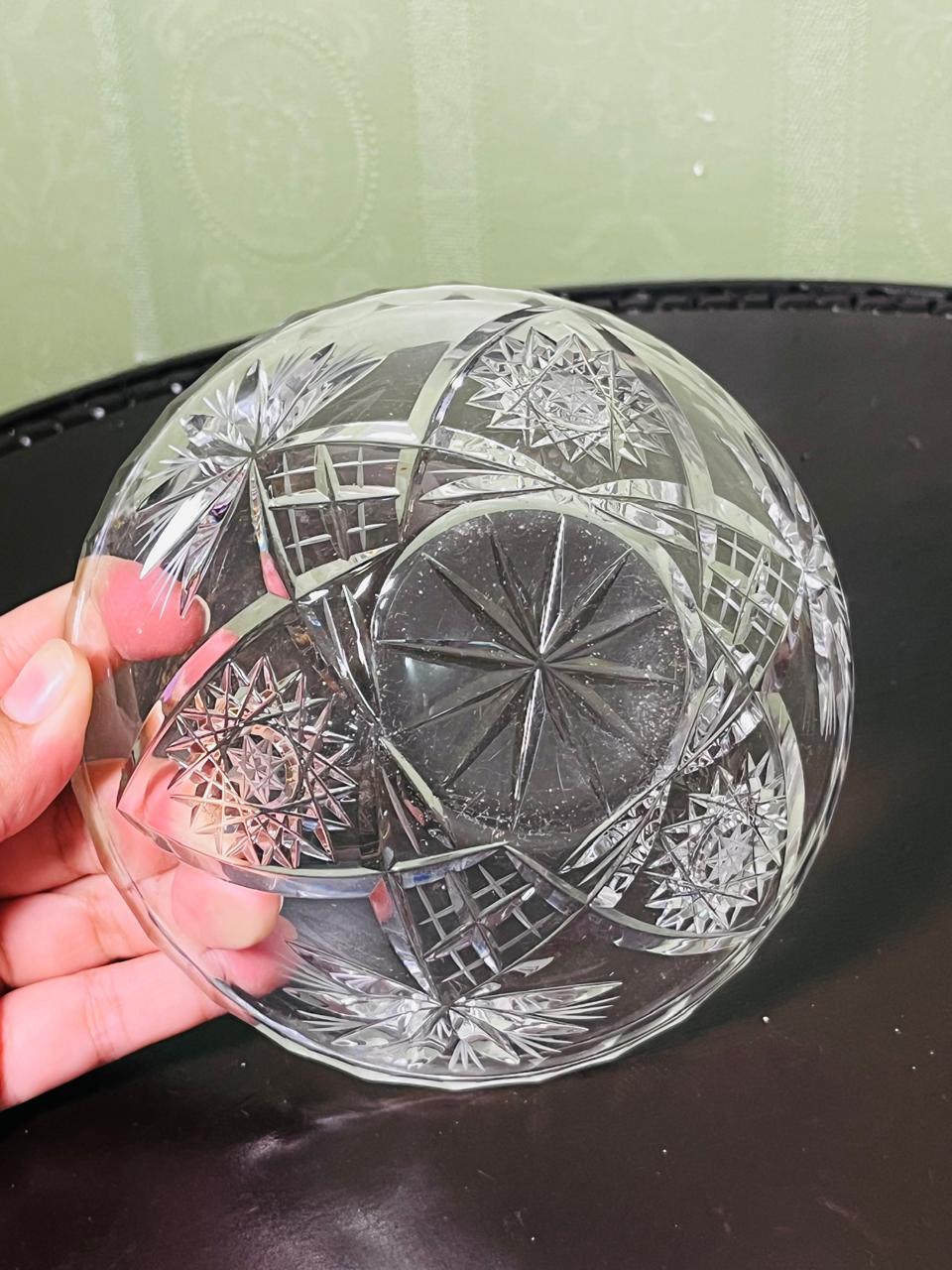 Vintage Cut Crystal Serving Bowl Clear 15cm