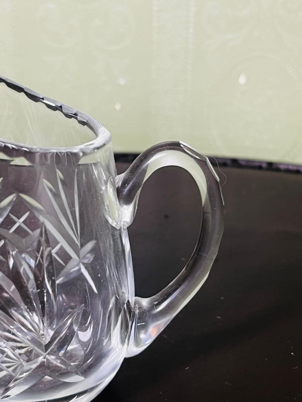 Vintage Cut Crystal Cream Jug Clear 10cm