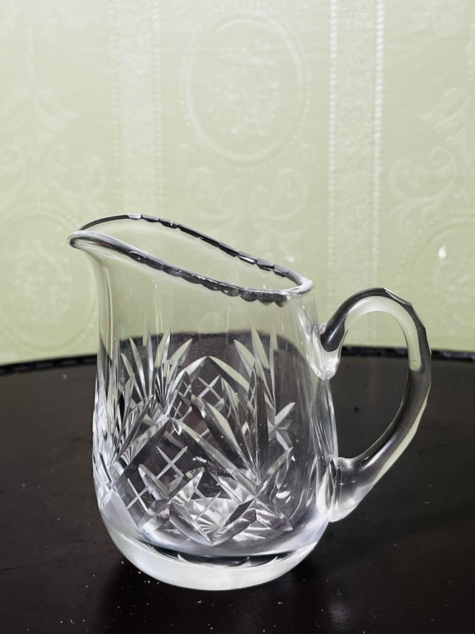 Vintage Cut Crystal Cream Jug Clear 10cm