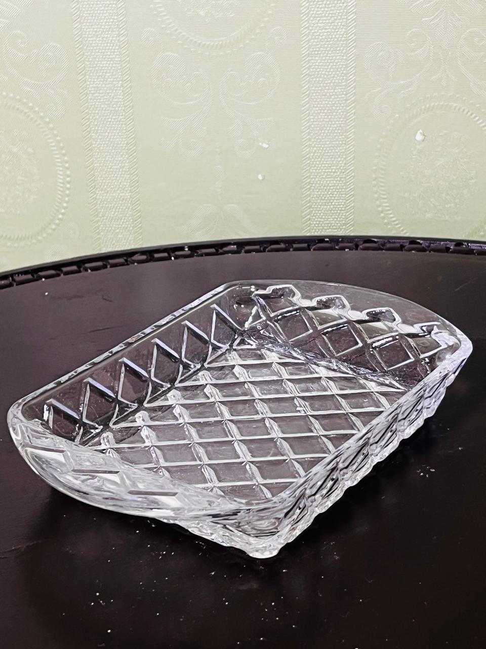 Vintage Clear Crystal Rectangular Serving Dish 17cm