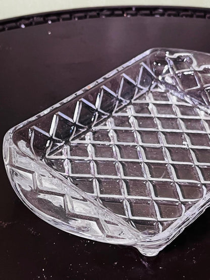 Vintage Clear Crystal Rectangular Serving Dish 17cm