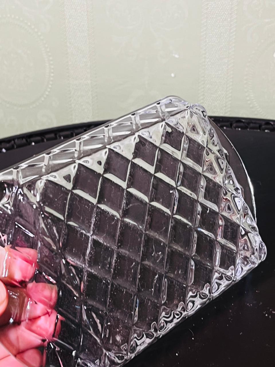 Vintage Clear Crystal Rectangular Serving Dish 17cm