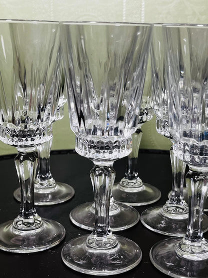 Vintage Clear Crystal Stemmed Goblets Set of 8 16cm
