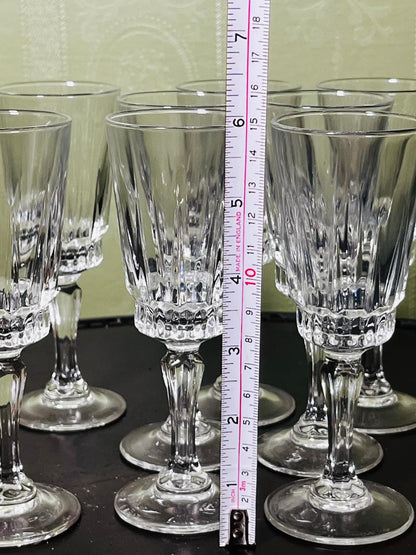 Vintage Clear Crystal Stemmed Goblets Set of 8 16cm