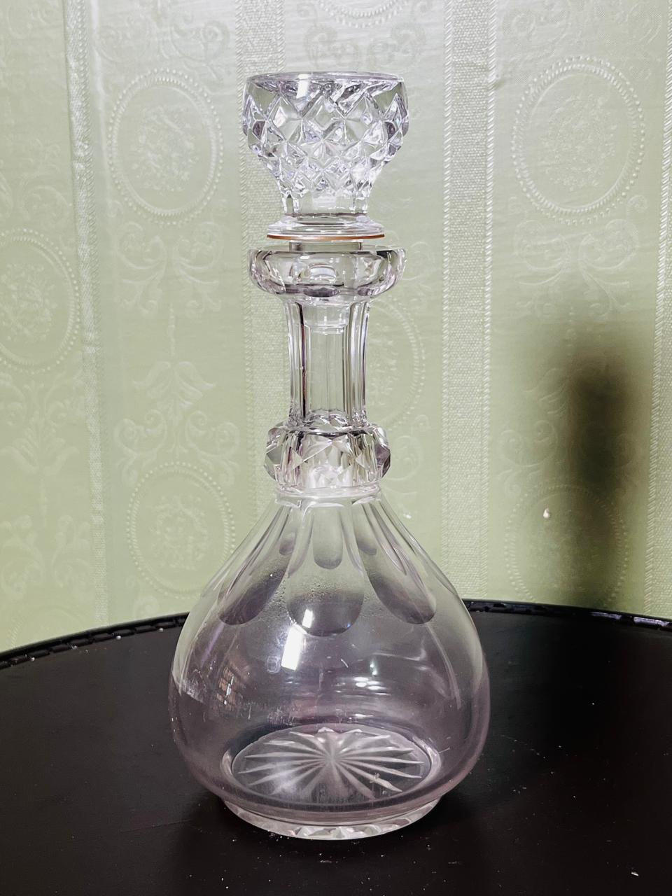 Vintage Cut Crystal Decanter with Stopper Clear 24cm