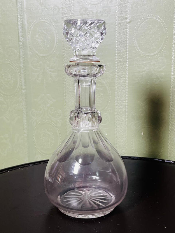 Vintage Cut Crystal Decanter with Stopper Clear 24cm
