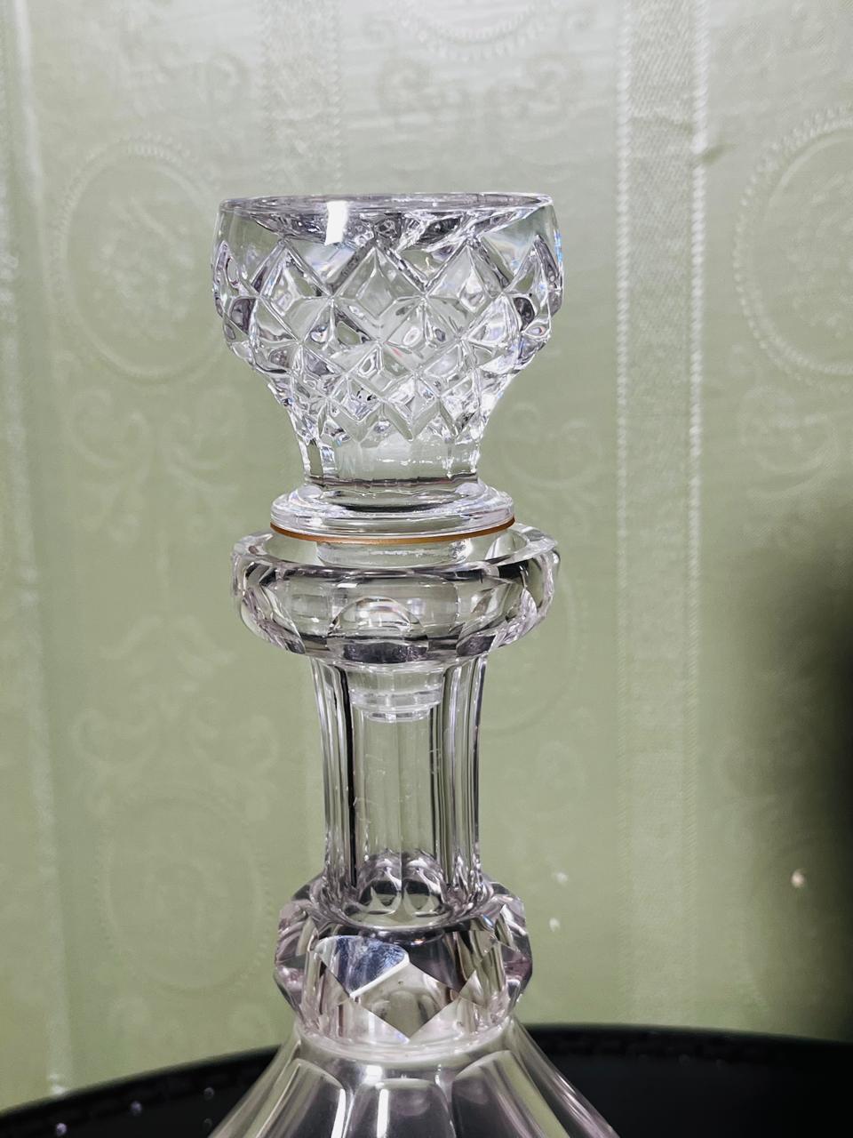 Vintage Cut Crystal Decanter with Stopper Clear 24cm