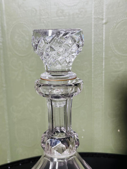 Vintage Cut Crystal Decanter with Stopper Clear 24cm