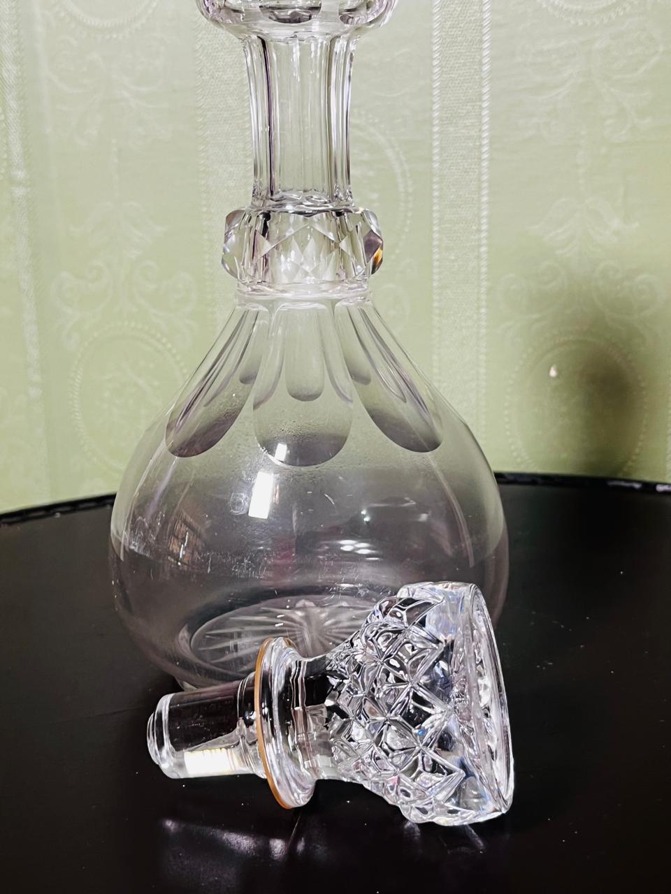 Vintage Cut Crystal Decanter with Stopper Clear 24cm