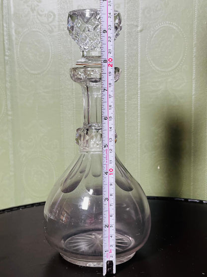 Vintage Cut Crystal Decanter with Stopper Clear 24cm