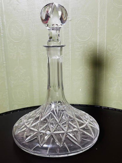 Vintage Cut Crystal Decanter with Stopper Clear 27cm