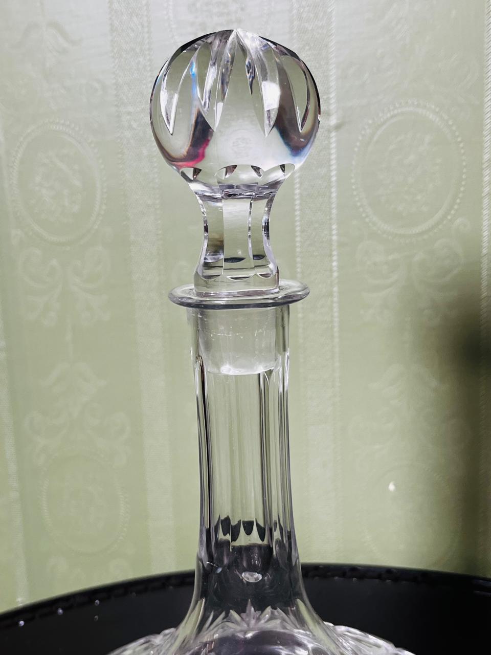 Vintage Cut Crystal Decanter with Stopper Clear 27cm