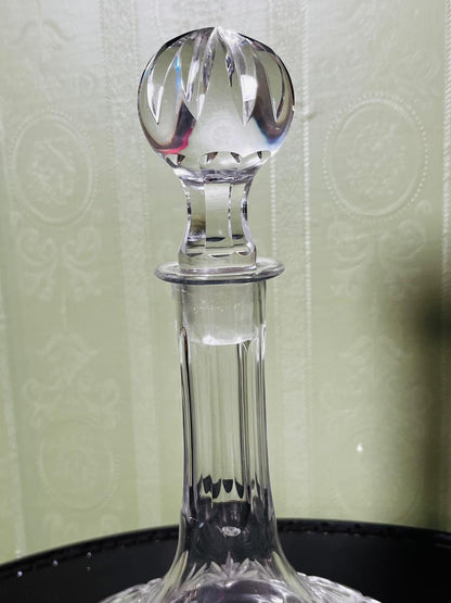 Vintage Cut Crystal Decanter with Stopper Clear 27cm