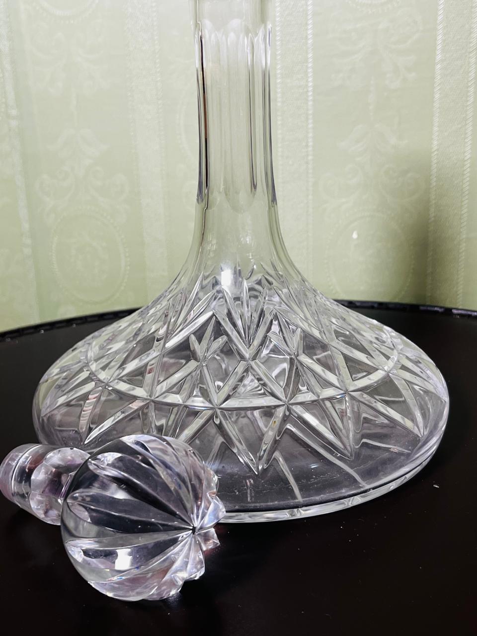Vintage Cut Crystal Decanter with Stopper Clear 27cm