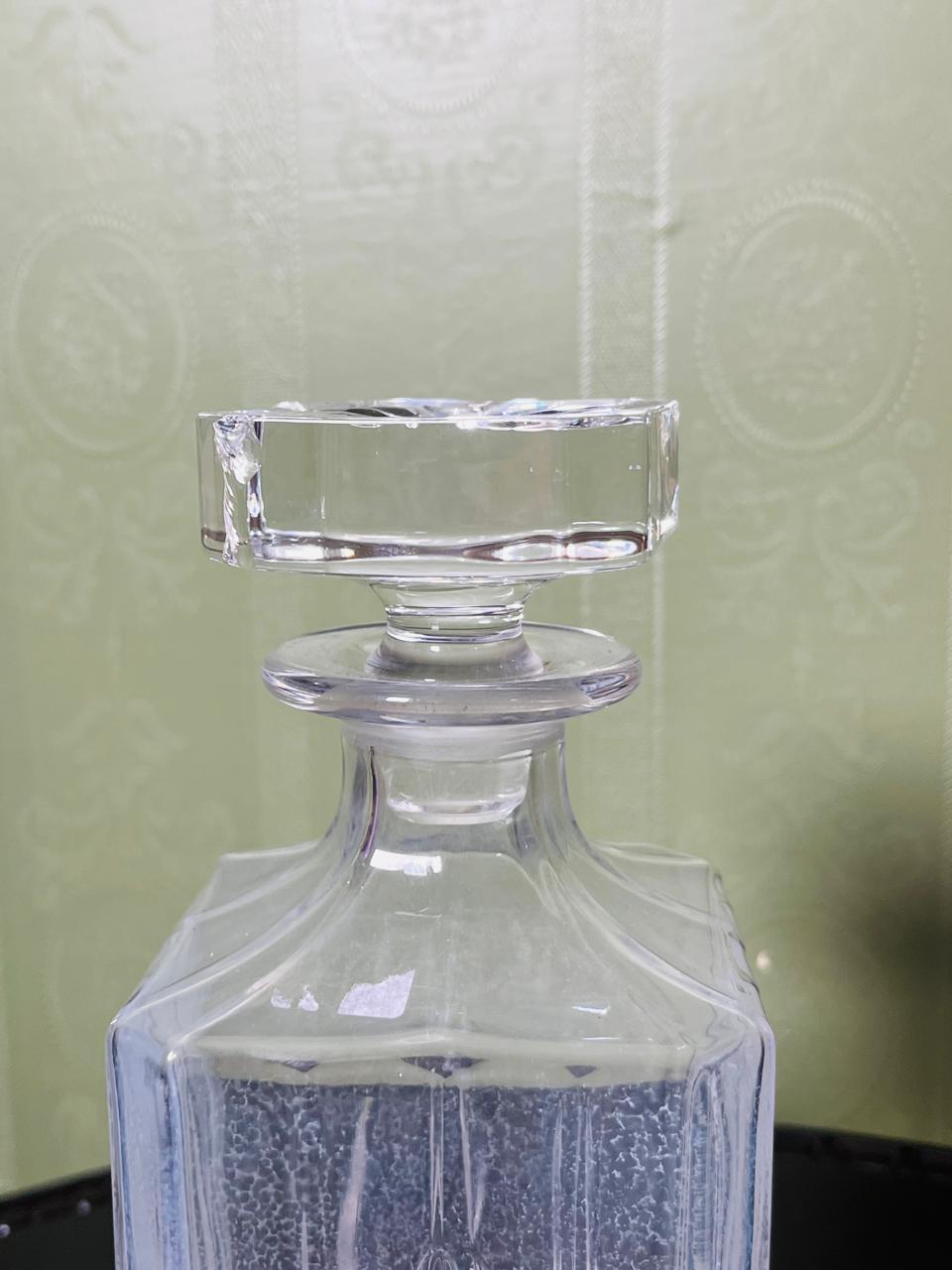 Vintage Cut Crystal Square Decanter with Stopper 22cm