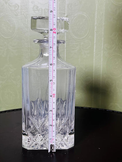 Vintage Cut Crystal Square Decanter with Stopper 22cm