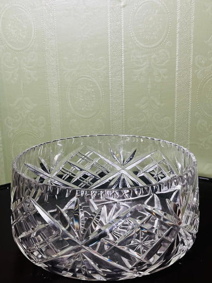 Vintage Large Cut Crystal Serving Bowl Clear 22cm