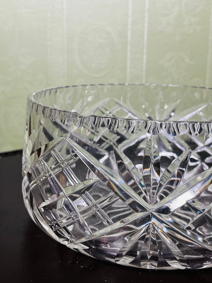 Vintage Large Cut Crystal Serving Bowl Clear 22cm