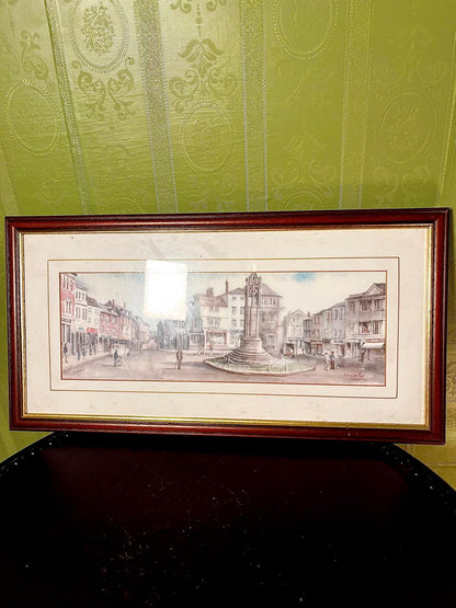Vintage Lancaster Townscape Framed water color painting 50cm