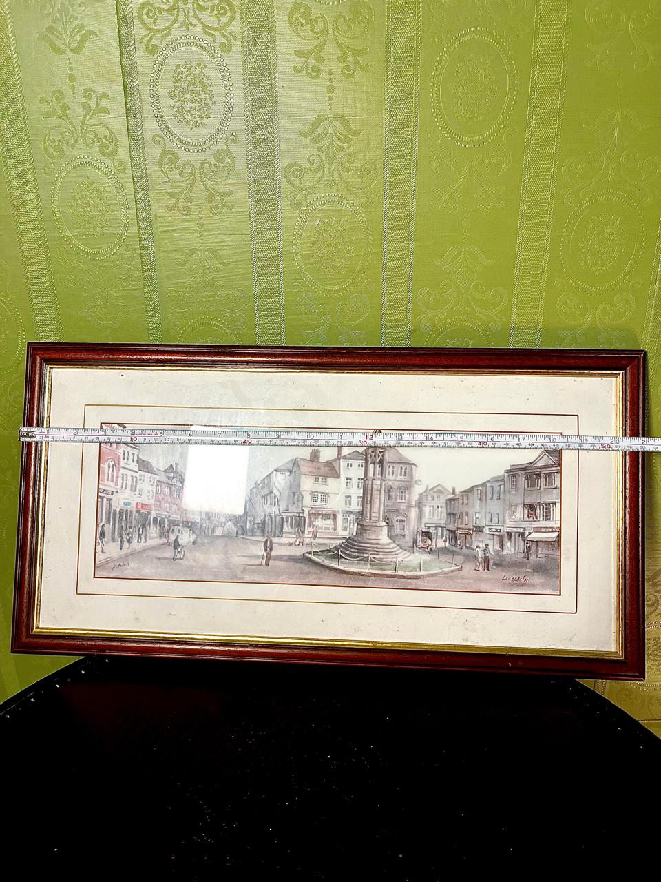 Vintage Lancaster Townscape Framed water color painting 50cm