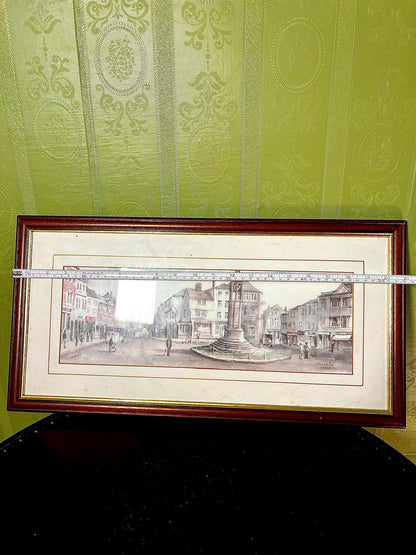 Vintage Lancaster Townscape Framed water color painting 50cm