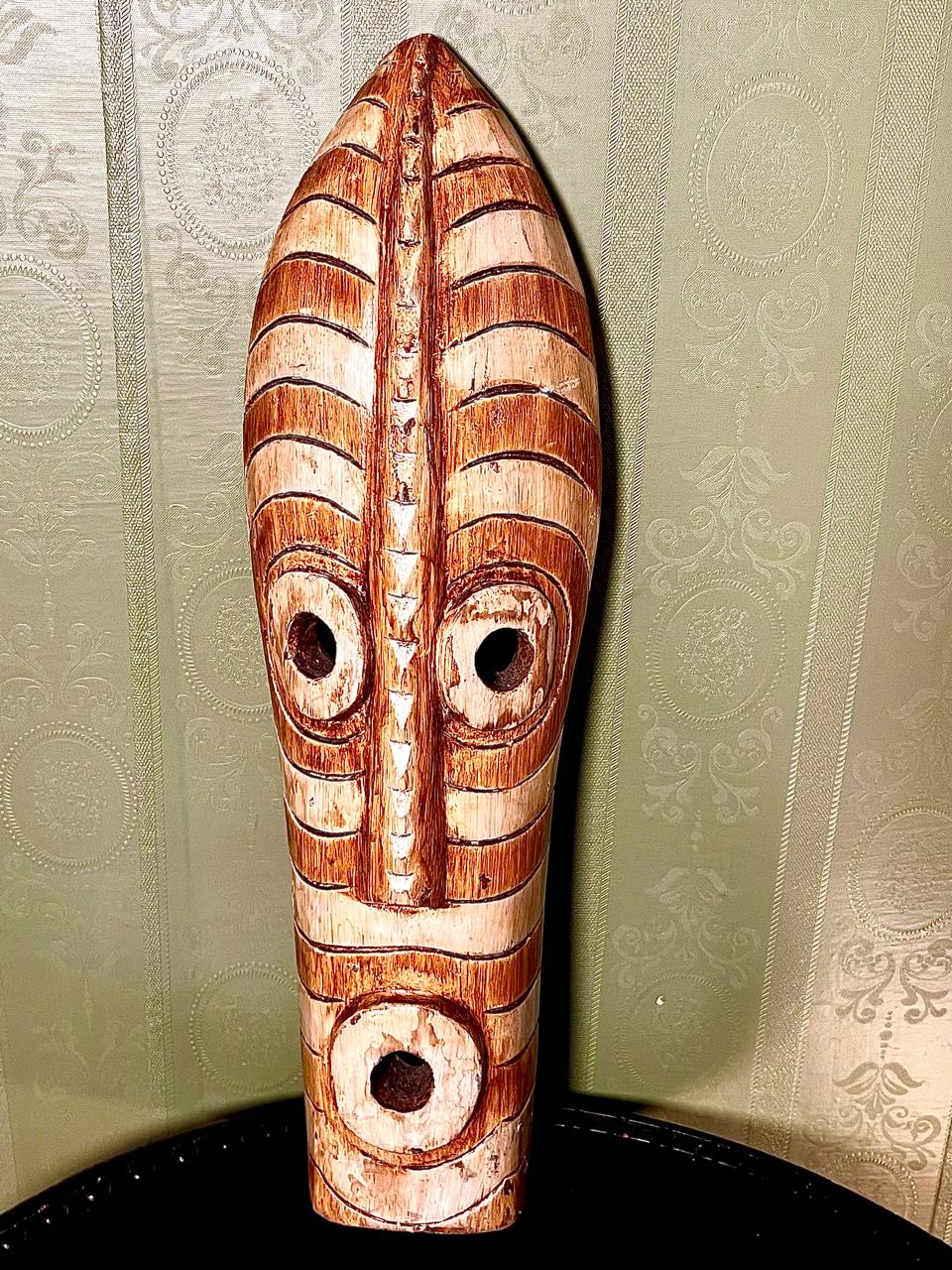 Vintage Carved Wood Tribal-Style Mask Wall Plaque 50cm