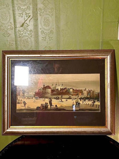 Vintage Historic Cityscape Framed Print 56cm