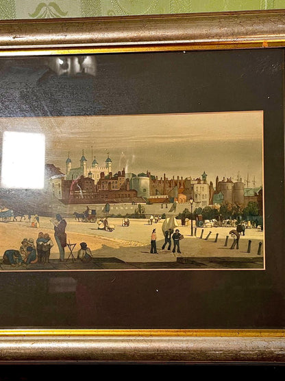 Vintage Historic Cityscape Framed Print 56cm