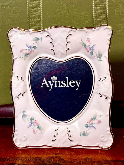 Aynsley Floral Heart Photo Frame Cream Gold 16cm