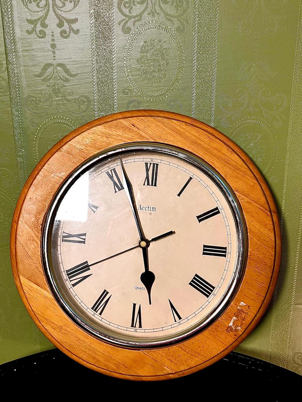 Vintage Actim Quartz Wooden Wall Clock 28cm
