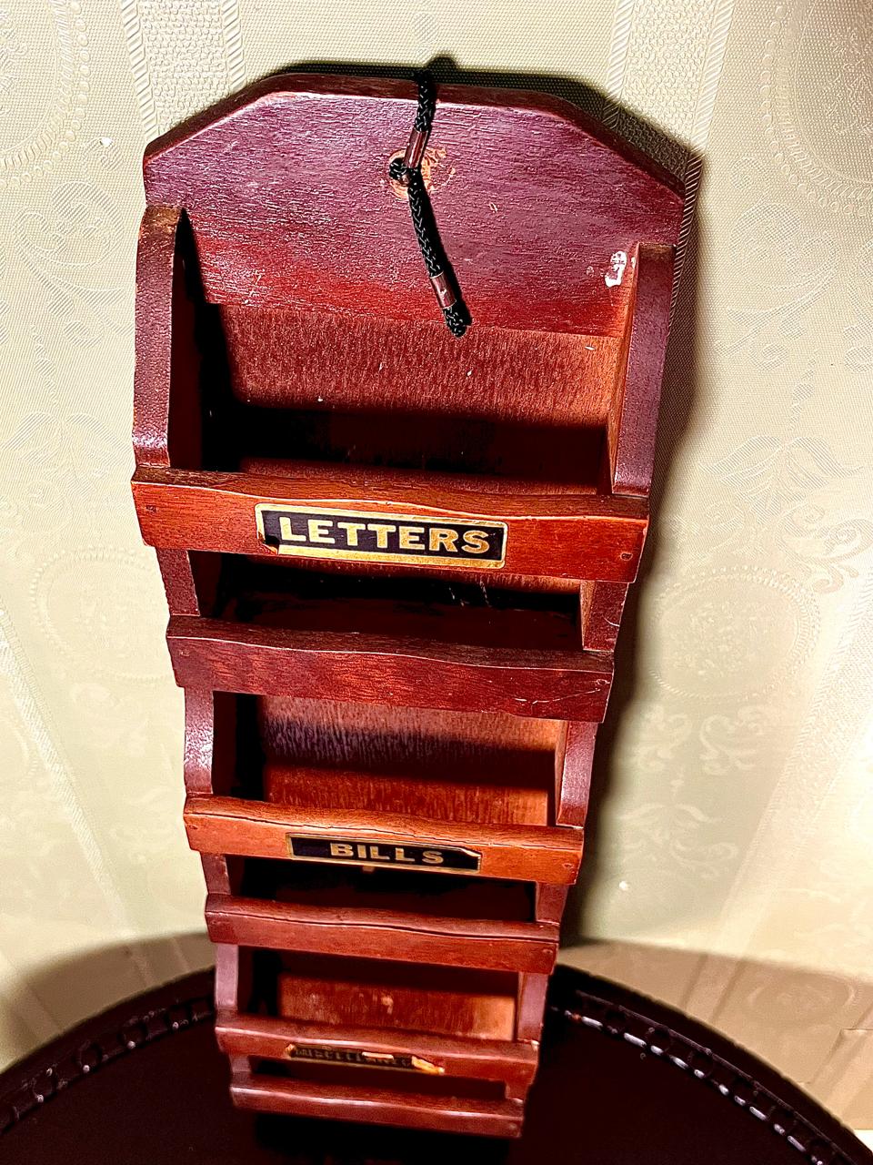 Vintage Wooden Wall Letter & Bill Organizer 44cm