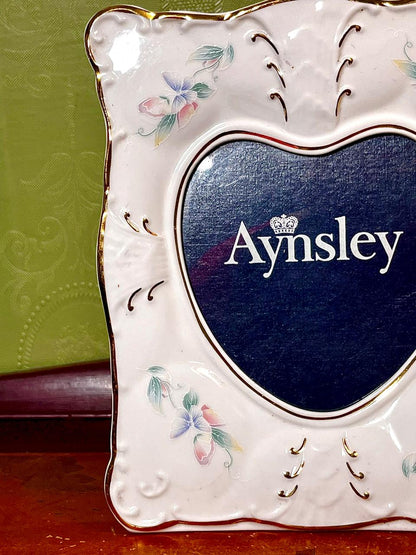 Aynsley Floral Heart Photo Frame Cream Gold 16cm