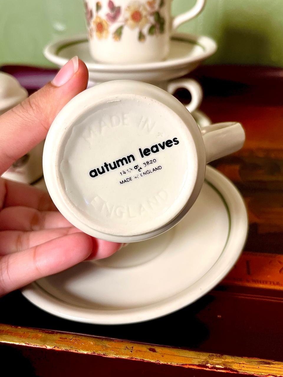 Autumn Leaves Floral Coffee Set, 7 Pieces, Made in England