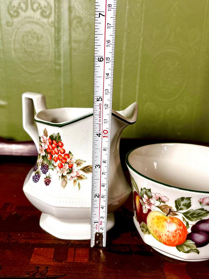 Vintage Fruit Design Jug & Bowl Set, 2 Pieces