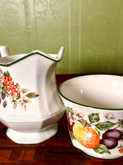 Vintage Fruit Design Jug & Bowl Set, 2 Pieces