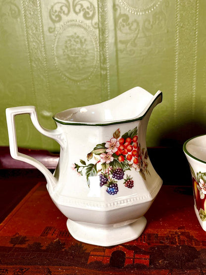Vintage Fruit Design Jug & Bowl Set, 2 Pieces