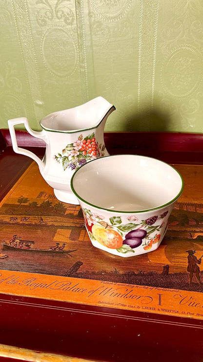 Vintage Fruit Design Jug & Bowl Set, 2 Pieces