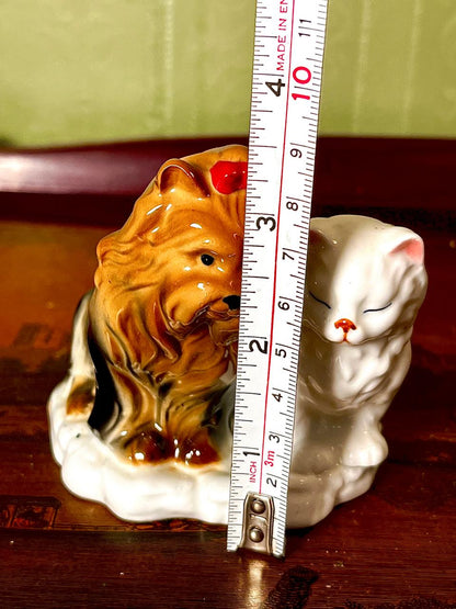 Vintage Dog & Cat Ceramic Figurine, 4 Inch