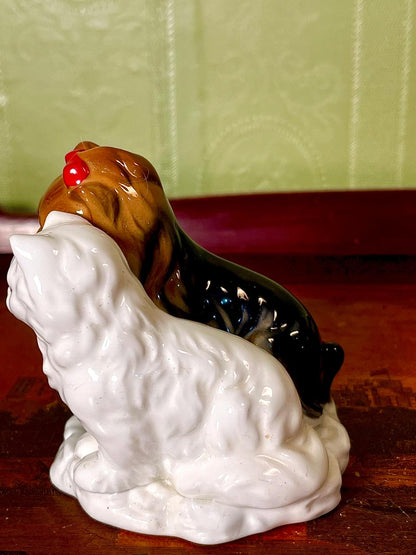 Vintage Dog & Cat Ceramic Figurine, 4 Inch