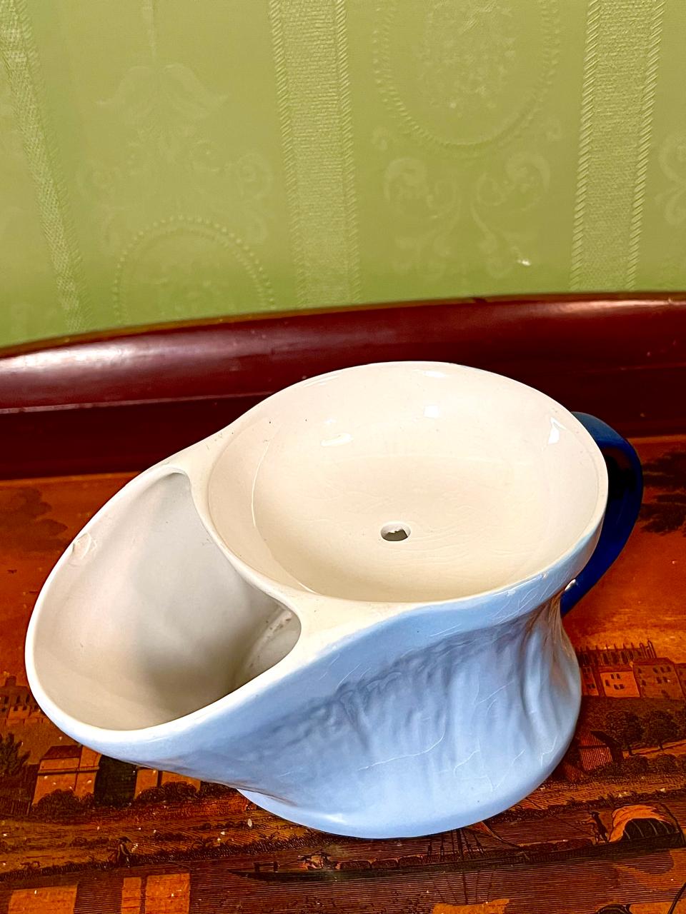 Blue & White Divided Serving Dish with Handle Approx. 5 Inch