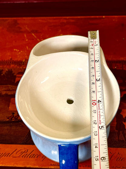 Blue & White Divided Serving Dish with Handle Approx. 5 Inch