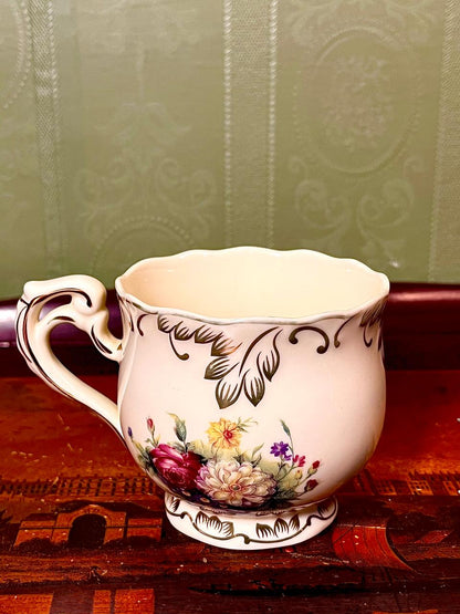 Floral Ceramic Mug with Ornate Handle Approx. 4 Inch